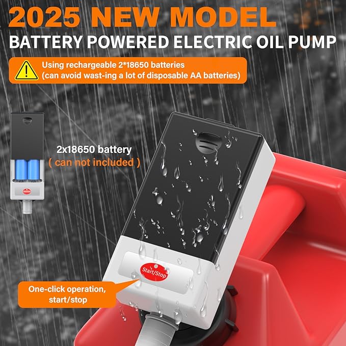 Automatic Fuel Transfer Pump with Auto Stop Sensor Overfill Protection, Fast and Safe Portable Gas Can Pump with 3 Can Adapters & 51'' Extra Long Hose for Oil, Diesel, Gasoline