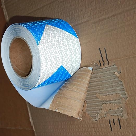 Reflective Tape Blue White 4 Inch x 168 Feet, Outdoor Waterproof High Visibility Adhesive Stickers, Hi-Intensity Safety Strips