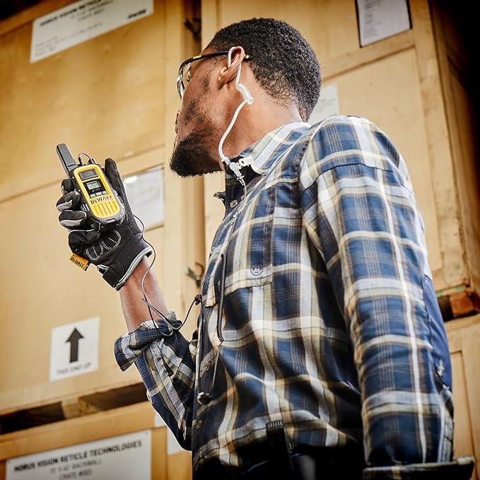 DEWALT FRS Walkie Talkies Long Range 2 Way Radio, 2 Watt, Waterproof & Rechargeable, 6 Pack with 6 Headsets & Gang Charger, DXFRS800BCH6-SV1