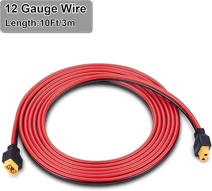 iGreely XT60 Extention Cable for Solar Panel RV Automotive RC Battery and Portable Power Station Solar Generator 12AWG 10Ft 3M