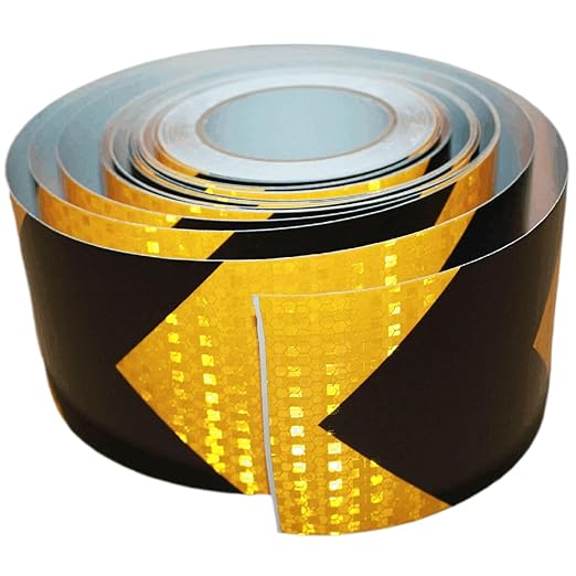 Yellow and Black Reflective Tape 4 inch X 168 feet, Outdoor Waterproof Hazard Conspicuity Warning Industrial Marking Tape