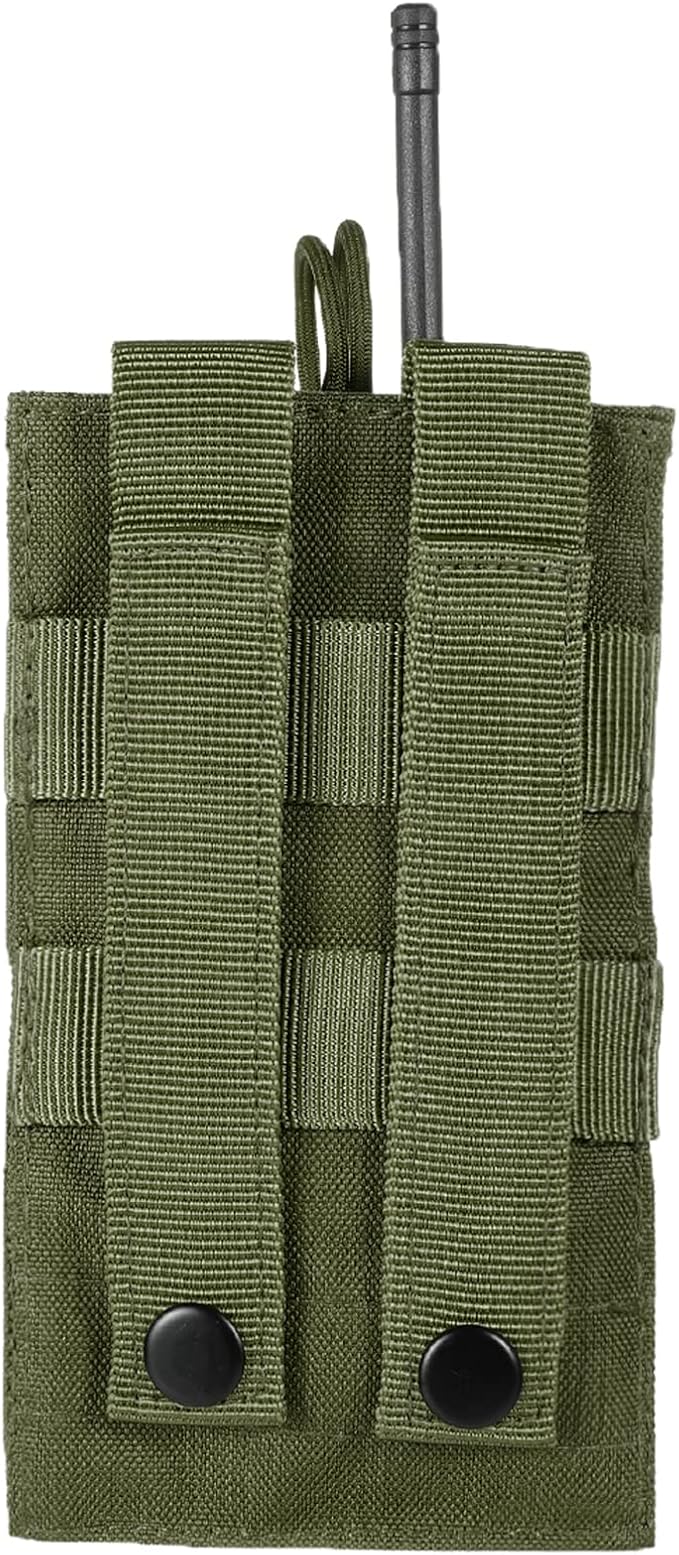 Tactical Radio Holder - Molle Radio Pouch Universal Case for Police, Firefighter - Army Green, Large