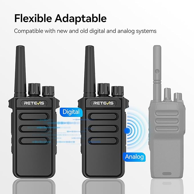 Retevis MateTalk P4 Digital Walkie Talkies with Earpice, Dual Mode, Compatible with Motorola Radio,Long Range Waterproof 2 Way Radio for Adults, Rechargeable, Type-C, VOX, DMR Radio for Hotel(2 Pack)
