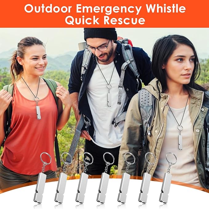 50Pcs Emergency Whistles Lifeguard Safety Whistle with Lanyard and Keychain for Outdoor Camping Hiking Boating Backpacking Fishing Kayak Kids Rescue Signaling Loud Survival Whistle