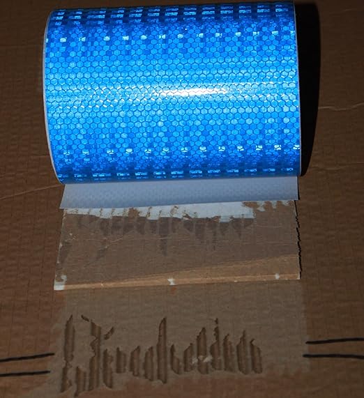 Industrial Reflective Tape Blue 8 inch Wide, Outdoor Waterproof High Visibility Safety Warning Adhesive Reflector Strips (66 feet)