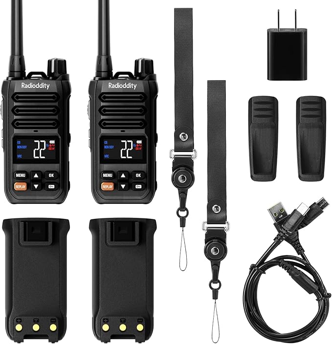 Radioddity X1 Walkie Talkies Long Range, IP67 Waterproof Heavy Duty FRS Two Way Radios with Noise Reduction, Recording, NOAA Scan & Alert, VOX, SOS, 2500mAh USB-C for Hiking Job Site, 2 Pack