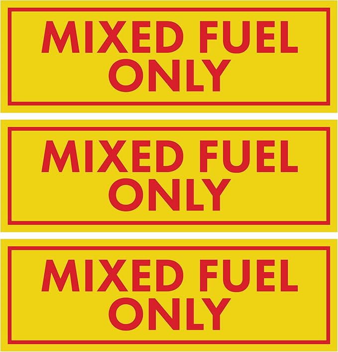 Sutter Signs 3pc Mixed Fuel Only Stickers for Fuel Tank | Weatherproof Adhesive Decals for Trucks, Tractors, Fuel Cans, Gas Caps