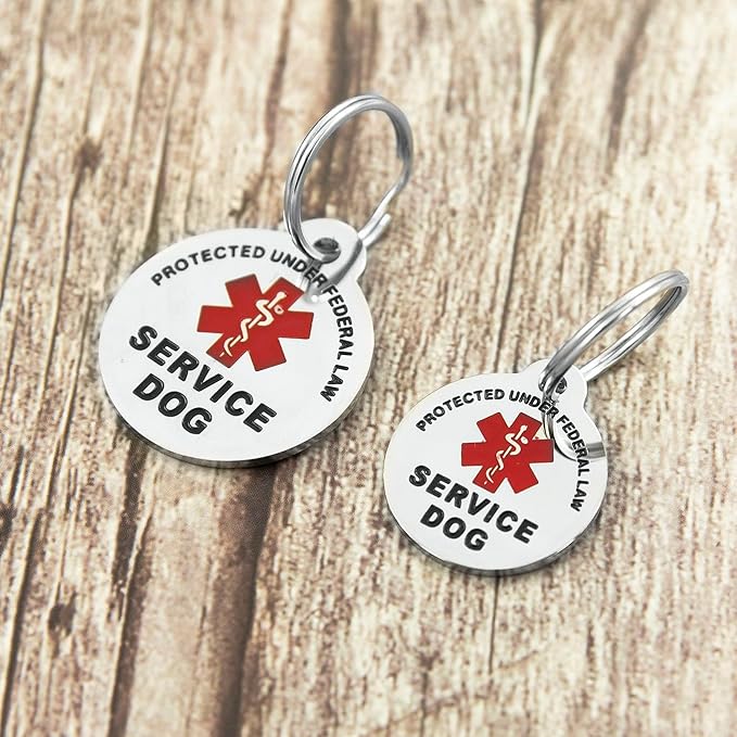Engraved Service Dog Personalized with 4 Lines of Custom Engraved ID Stainless Steel Enameled Regular