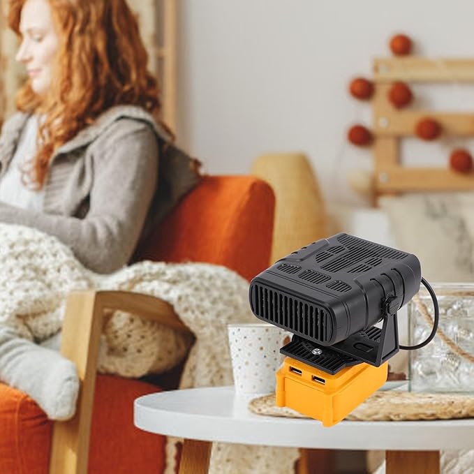 Yoidesu 200W Portable Space Heater, with 2 USB Outputs, Compact Electric Heater for Indoor Use, Compatible with 20V MAX Batteries (DCB201, DCB203, DCB204, DCB206, DCB207, DCB208)