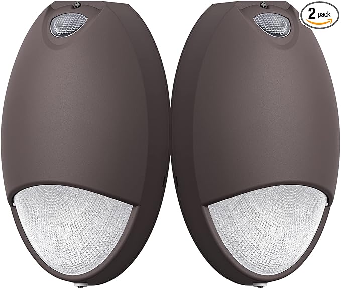 Outdoor Led Emergency Light with Battery Backup Photocell Sensor Self Test Diagnostics, Aluminum Exterior Waterproof Commercial Wall Pack Emergency Lighting Fixtures 120-277VAC UL Certified (2 Pack)