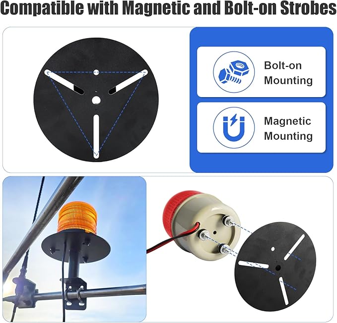 2PCS Strobe Light Mounting Bracket, Bolt-on Trucks Mirror Bracket for Mounted Warning Lights, Fit for Magnetic Emergency Strobe Light