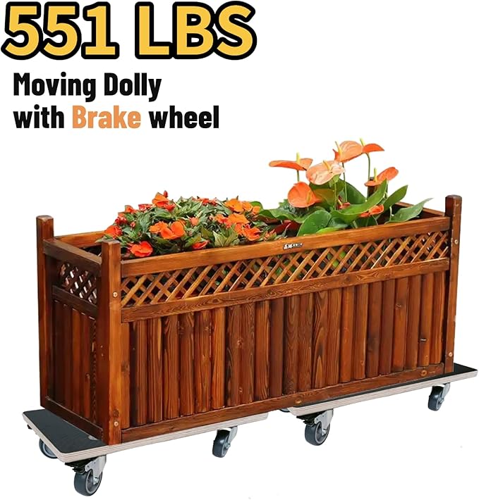 Anti-Slip Plywood Platform Dolly 2 Swivel + 2 Brake Caster Wooden Cart 550 Lbs Capacity (2 Packs per Set) Furniture Transporter Widely Use for Moving Heavy Furnitures,Goods, Green Plants