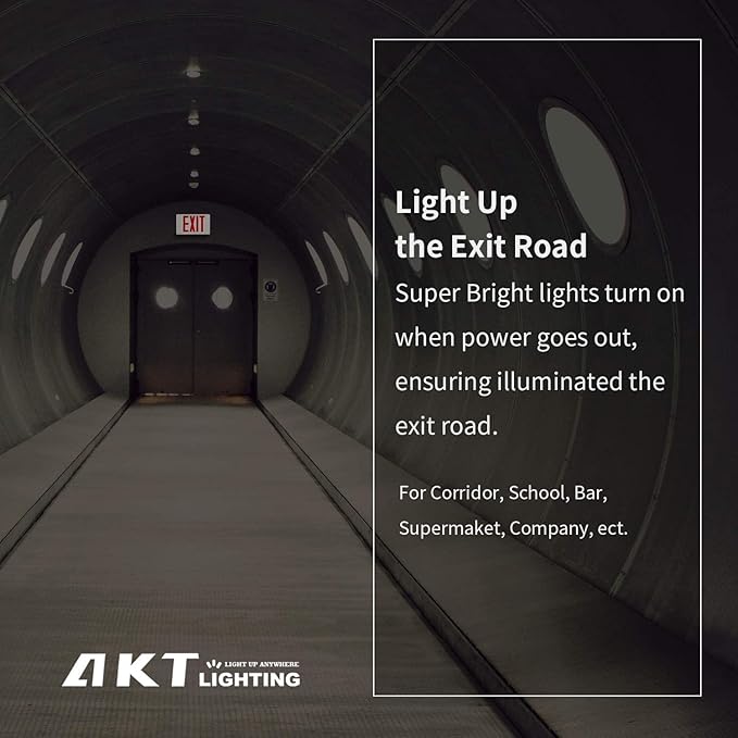 AKT LIGHTING Red LED Exit Sign Emergency Light with Battery Backup, Double Face Hardwired Red Letter Emergency Exit Lighting For Business, Restaurant, Commercial, Supermarket, UL-Listed, 120-277V, 6PCS