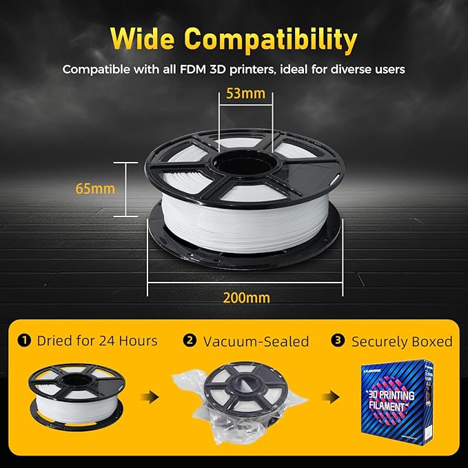 FLASHFORGE Rapid PETG Filament 1.75mm Natural, Max 600mm/s High Speed Printing, 3D Printer Filament 1kg Spool, Dimensional Accuracy +/- 0.02mm, Fits Most 3D Printers