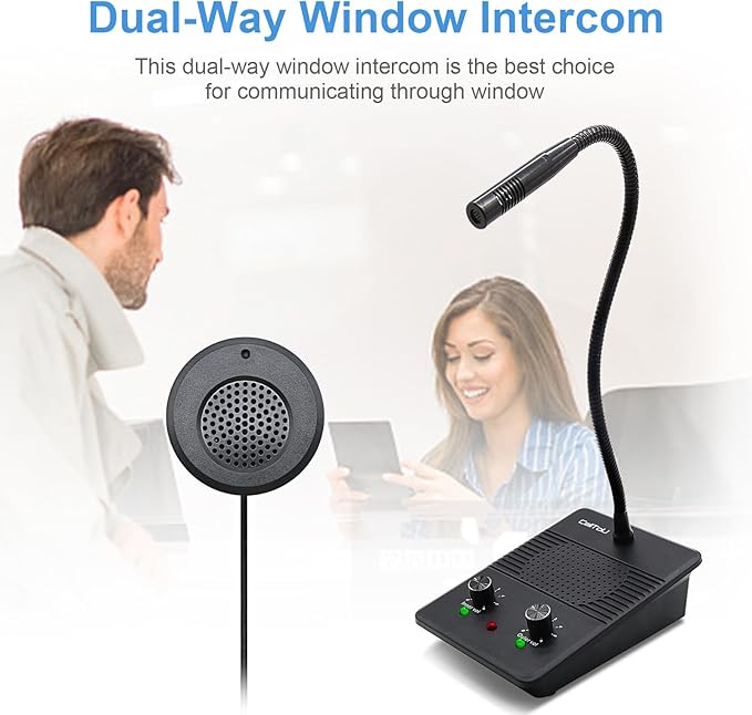 CallToU Window Speaker Intercom System,Dual Way Anti-Interference Intercommunication Microphone Talk Through Glass Window,for Business,Bank,Office,Hospital,Counter,Store,Station,School and More