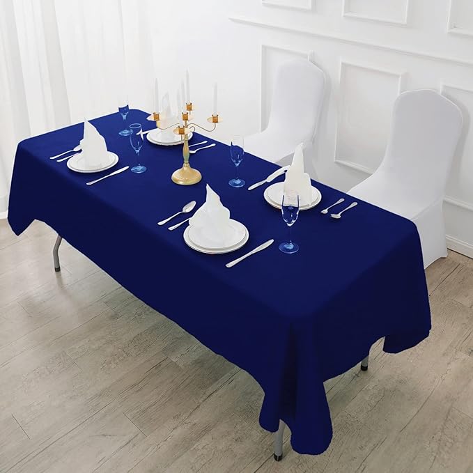 Fokitut 2 Pack Waterproof Rectangle Tablecloth, 60x102 Inch, Stain Resistant and Wrinkle Polyester Table Cloth, Fabric Table Cover for Kitchen Dining, Wedding, Party, Holiday Dinner-Royal Blue