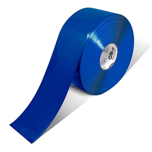 Mighty Line Solid Floor Marking Tape for Safety, Caution, Warning, Heavy-Duty, Peel and Stick Adhesive, Beveled Edge Design, Industrial Quality, 4 inch, 100' Roll, Blue