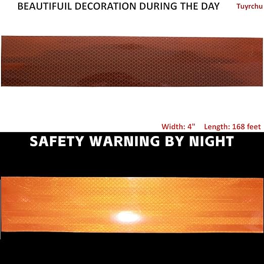 Non Fading Brown Reflective Tape Outdoor Waterproof 4 inch Wide, High Visibility Warning Industrial Marking Tape, Safety Stickers (168 feet)