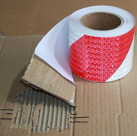 Reflective Tape Red White 4 Inch x 68 Feet, Outdoor Waterproof Hi-Visibility Adhesive Stickers, Hi-Intensity Safety Strips