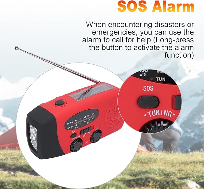 Yunir Emergency Radio, Solar Hand Crank Portable AM FM Radio Phone Charger with 2000mAh Battery, for Camping Hiking Power Outage (European Version)
