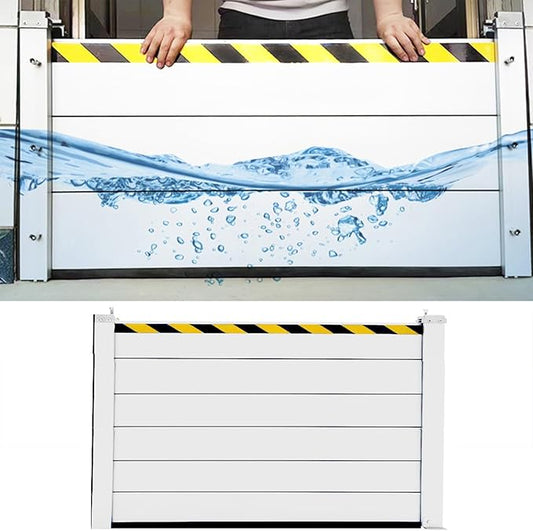 Basement/Garage Door/Home/Doorway Flood Protection Barriers, 2/3/4/5/6/7/8/9/15/18/20/23ft Reusable Detachable Aluminum Flood Panel Shield, Tall Water Prevention System(H 3.9ft(120cm),3.5ft(10