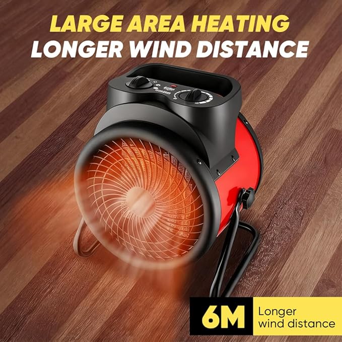 Saker 3000W Portable Ceramic Heater with Adjustable Thermostat, PTC Fast Heating Technology, 90° Oscillation & Safety Protection for Home Office Workshop (2)