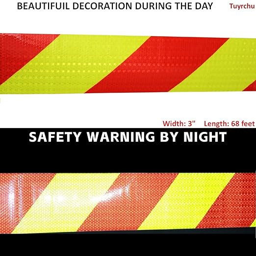 Industrial Reflective Tape Outdoor Waterproof 3 inch Wide, High Visibility Safety Warning Reflector Sticker Strips (68 feet)