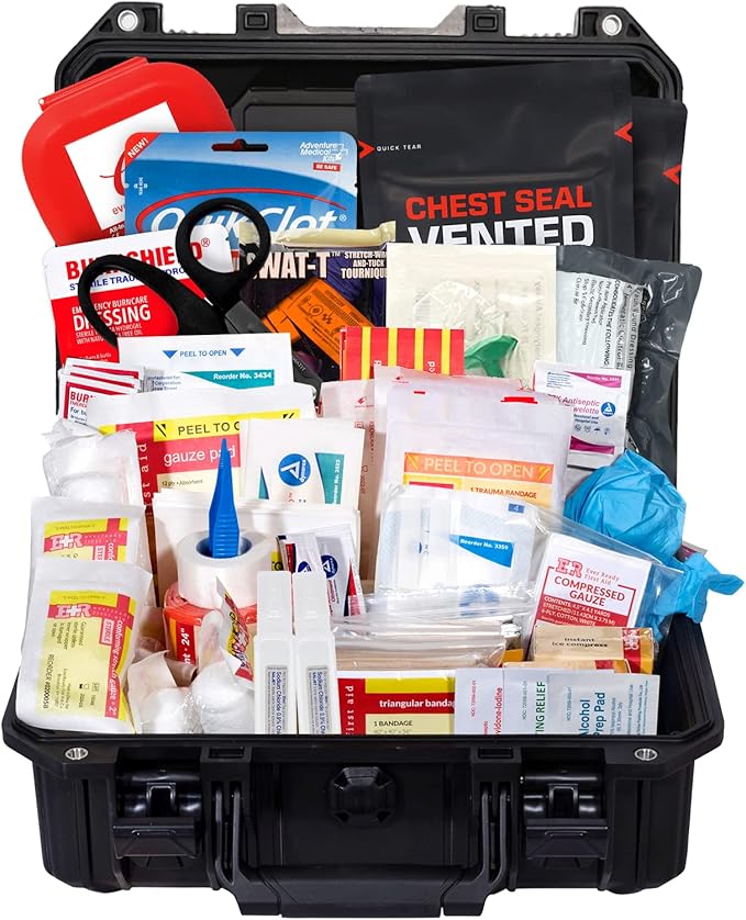 MediTac Marine Boat First Aid Medical Kit with Lightweight and Water Proof Black Case