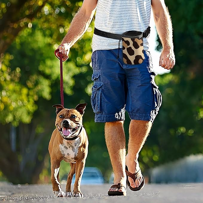 Portable Travel Dog Carrier Bag, Fashion Pet Training Package, Puppy Snack Pocket with Adjustable Waist Belt for Cat Dog Puppy Cool Cheetah Leopard Print