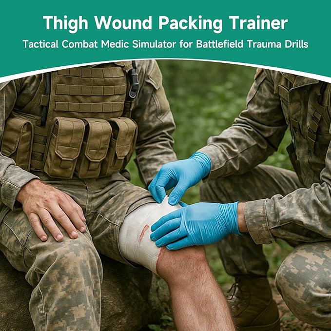 Thigh Wound Packing Trainer Sleeve, Stop The Bleed Laceration Simulation for Hemostasis Practice, Realistic First Aid & Emergency Response Demonstration