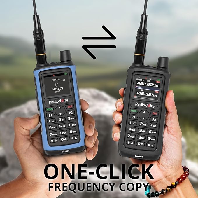 Radioddity GM-30 PRO GMRS Radio, Long Range Walkie Talkie with UHF/VHF/NOAA/FM/Airband Reception, Support APP Wireless Programming, 1.77" TFT Display, Frequency Copy, USB-C Charging, 1,000 Channels