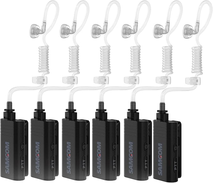 SAMCOM Walkie Talkie Wireless Headset, Hands-Free Long Lasting BTEAR01 Earpiece with Clear Acoustic Tube,2 Pin K Plug Microphone Earphone for FPCN30A radios, 6 Packs