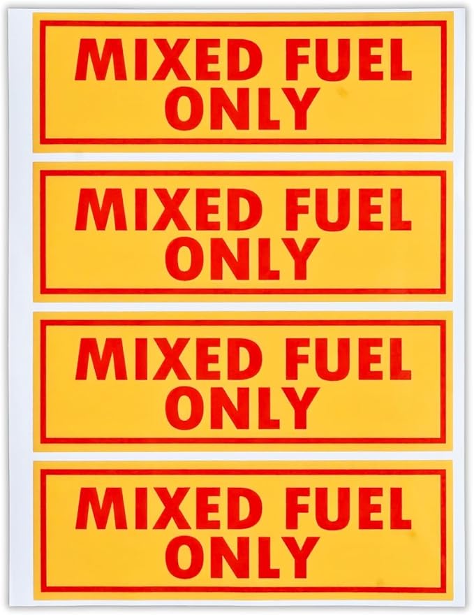 4PCS Mixed Fuel Only Vinyl Sticker for Outdoor Equipment Chainsaws Weed Eaters Durable Weather Resistant 2 Inch x 6 Inch
