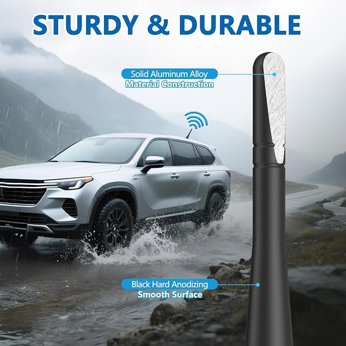 4 Inch Car Truck Antenna Replacement, Aluminum Car Wash-Proof Short Car Antenna Mast Vehicle AM FM Stereo Radio Antennas for Cars Trucks Pickups Off-Roads