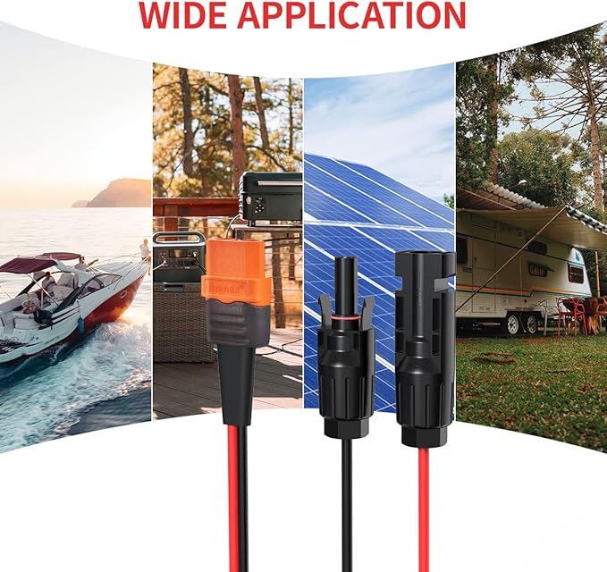 12AWG 2FT Solar to XT60i Cable 2 10 25 35 50 75 100FT Solar Connector to XT60i Adapter Cable for Portable Power Station (2FT)
