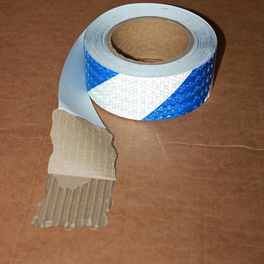 Reflective Tape Blue and White 2 inch Wide for Cars, Outdoor Waterproof High Visibility Safety Warning Adhesive Strips (66 feet)