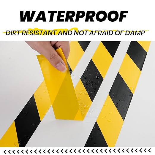ADHES Black and Yellow Safety Tape, 36 Rolls x 2 Inch x 108 Feet Warning & Hazard Tape, Weather-Resistant Caution Tape Roll for Marking Walls, Floors, Pipes and Equipment