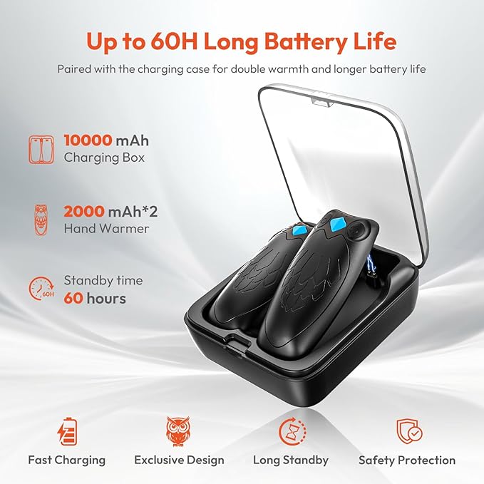 Hand Warmers Rechargeable 2 Packs, 14000mAh AI Electric Hand Warmer with Charging Case, Up to 60Hrs of Heat, Magnetic & Portable Heater Gifts for Women,Men,Christmas,Hunting,Raynaud's