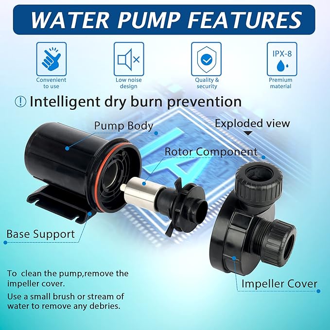 WaterRebirth (PC2000,2000GPH) High Flow Submersible Water Pump-Home/Inline Water Pump-Submersible Pump-Water Transfer Pump-Aquarium Pump