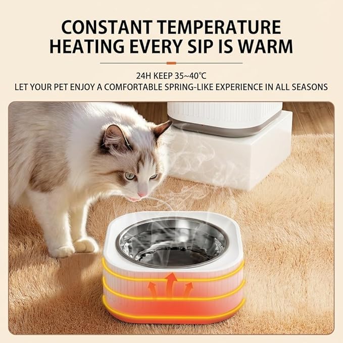 Heated Water Bowl, 200 ml Outdoor Thermostatic Control Heated Dog Pet Bowl,Heated Water Pet Dish with 5Ft Chewproof Cord, Provides Warm Drinkable Water in Winter for Dogs Cats Chickens (Grey)