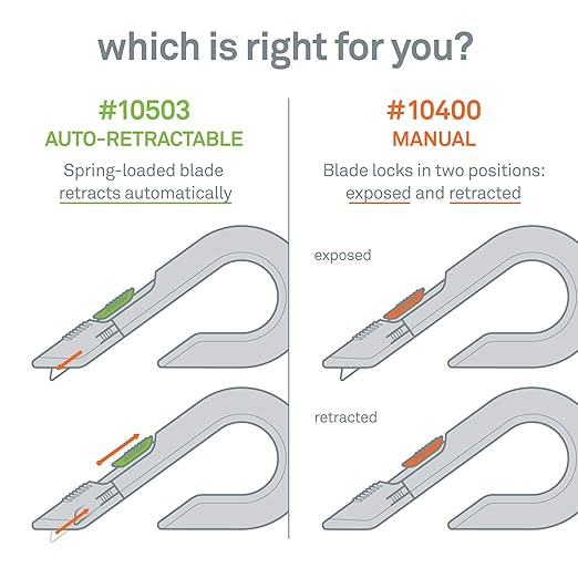 Slice 10503 Box Cutter, Retractable, Utility Knife, Finger Friendly edge, Stays Sharp up to 11x Longer Than Metal , 6 Pack