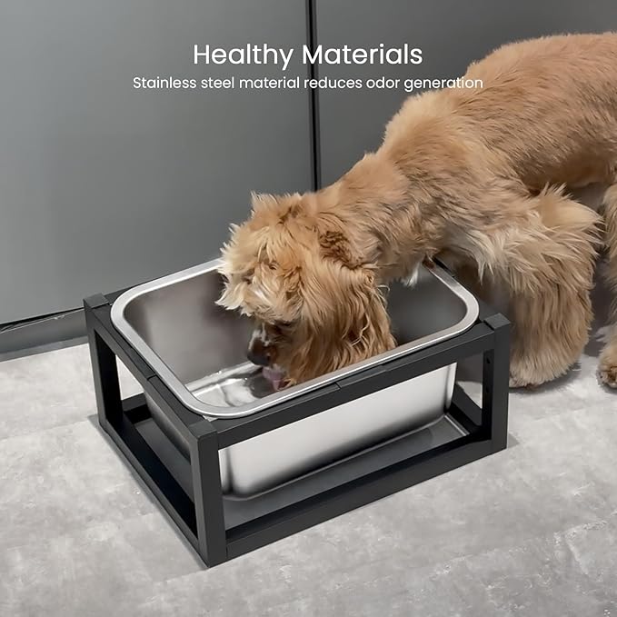 Elevated Dog Water Bowl 3 Gallons, 4 Height Adjustable Raised Doggy Bowl with Stand for Large Breed, Full Stainless Steel Food Bowl for Relief Joint Pressure, Dog Food and Water Bowls
