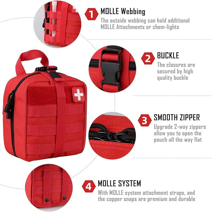 LIVANS 1000D First Aid Bag Empty Medical Ifak Pouch Molle EMT Pouches Rip-Away Tactical Military Trauma Emergency Medic Bag