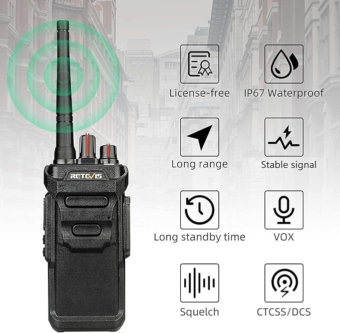Retevis RT48 Waterproof Walkie Talkies with Mic,Heavy Duty 2 Way Radio,Professional/Business Two Way Radio with 6 Way Charger,IP67, VOX,SOS Alarm,1200mAh,for Construction Manufacturing Outdoor(6Pack)