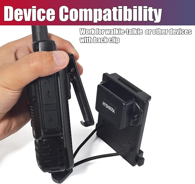 Universal Belt Clip & MOLLE Radio Holster - Tactical Mount Holder for BaoFeng Motorola Midland Kenwood Walkie-Talkies w/Back Clip - Secure Fit for Duty Belts, MOLLE Packs