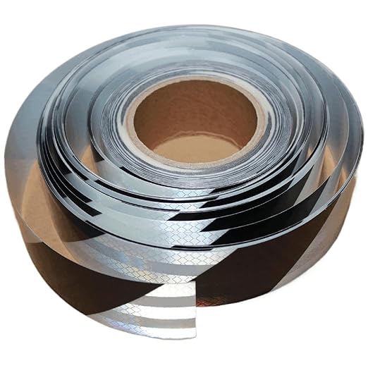 Black White Reflective Tape Outdoor Waterproof 2 inch Wide for Cars, High Visibility Safety Warning Sticker Strips (168 feet)