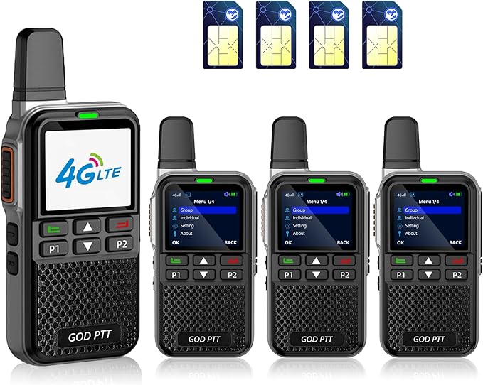 Global Rapid Walkie Talkies【Lifetime Free】, Unlimited Range 4G LTE PoC (Push-to-Talk Over Cellular) Radios, Nationwide PTT Two Way Radios, Long Distance for Family, Logistics, Company with SIM Card