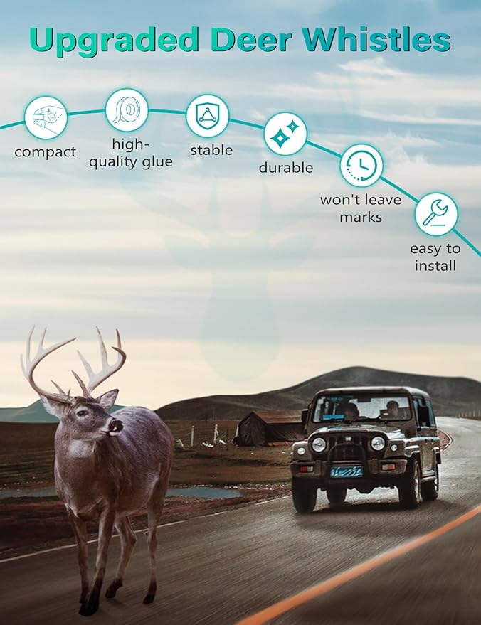 Elook Upgraded Deer Whistles for Car, Deer Horn for Car, Save Deer Whistle for Vehicles, Trunks, Motorcycle, Three-Horn, 6 Pack (Patented Product) Automotive Safety Kits