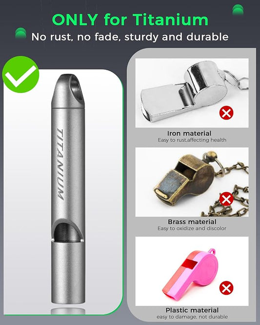 Titanium Emergency Whistle, Survival Safety Whistles for Coaches,Dog Training,Hiking, Life Saving-Loud up to 120db
