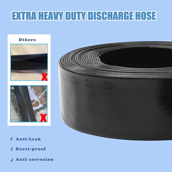 Eastrans 1-1/4in x 100 FT Pool Backwash Hose with 2 Hose Clamps,Extra Heavy Duty Discharge Hose,Drain and Filter Pump Hoses for Swimming Pool,Super wear-resistant,weather blast